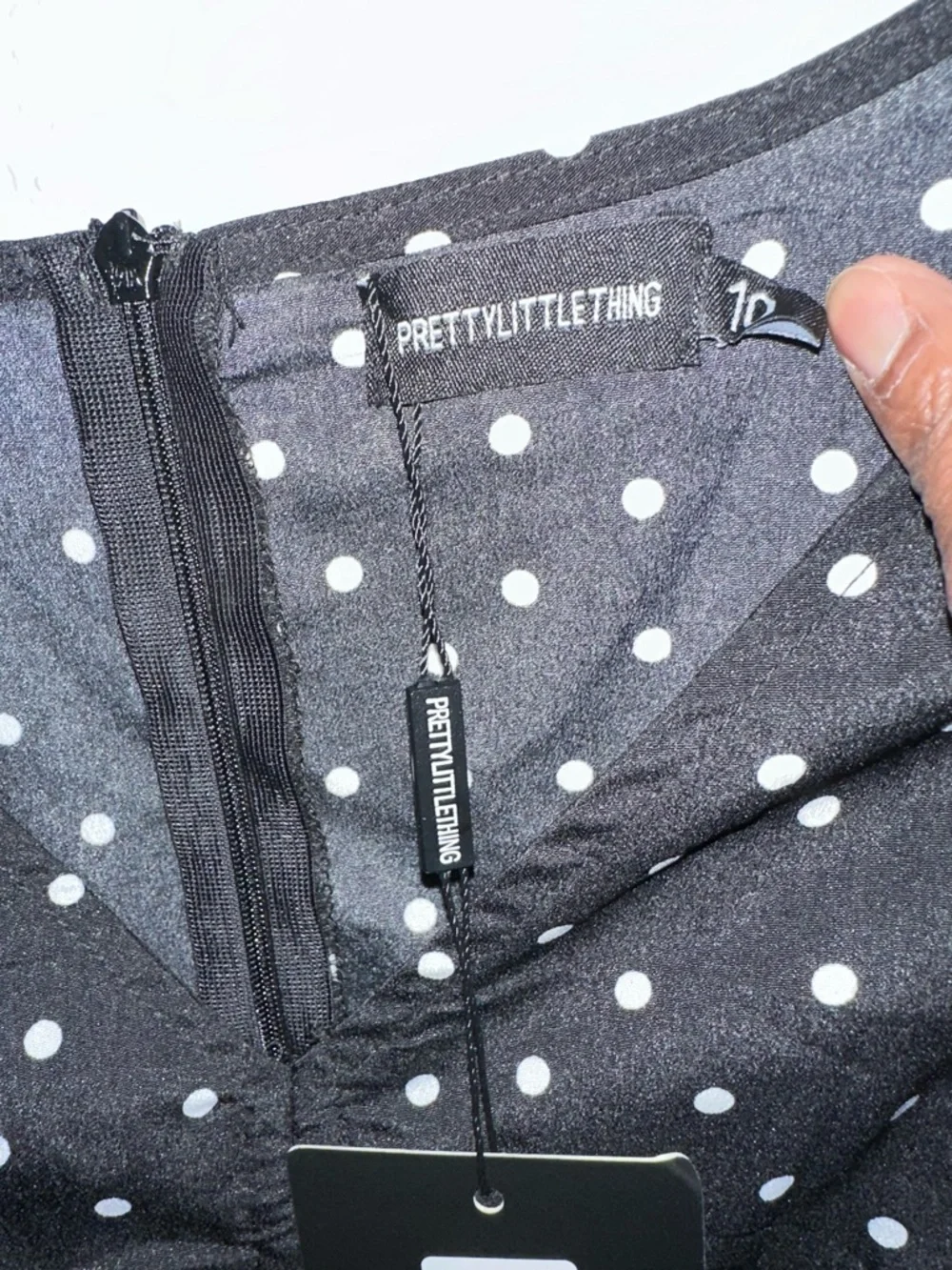 PrettyLittleThing Black Polka Dot Ruched Blouse Peplum Long Sleeve‎ Size 6 NWT